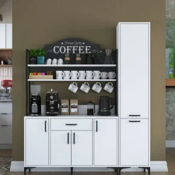 Aamiaiskaappi / keittiön säilytyskokonaisuus Linento Furniture JE149-3081, leveys 160cm, korkeus 198.6cm, valkoinen
