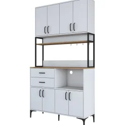 Aamiaiskaappi Linento Furniture JE180 - 3403 saksanpähkinä/valkoinen/musta