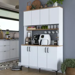 Aamiaiskaappi Linento Furniture JE176 - 3398 saksanpähkinä/valkoinen, Verkkokaupan poistotuote