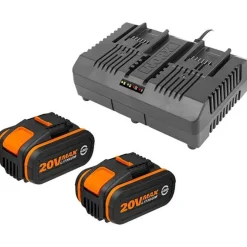 Akkupaketti Worx 20V sisältää 2 akkua ja laturin