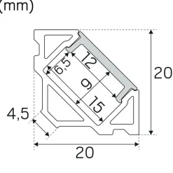Alumiiniprofiili LED-nauha Hide-a-lite Art Corner 2m valkoinen