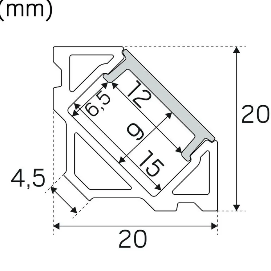 Alumiiniprofiili LED-nauha Hide-a-lite Art Corner 2m valkoinen