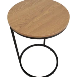 Apupöytä Home4You HEDVIG Ø40xK60 cm, saarni/musta, ruskea