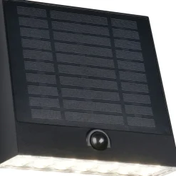 Aurinkokennoseinävalaisin Trio Alvorada Hybrid Solar LED ladattava liike- ja hämärätunnistin 4000K alas musta