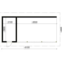 Autokatoksen runkopaketti Aarni, yhden auton seinällinen katos ja varasto, kerrosala 11 m²