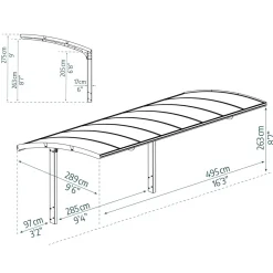 Autokatos Palram-Canopia Arizona Breeze, 13.8m², yhdelle autolle, tummanharmaa/harmaa