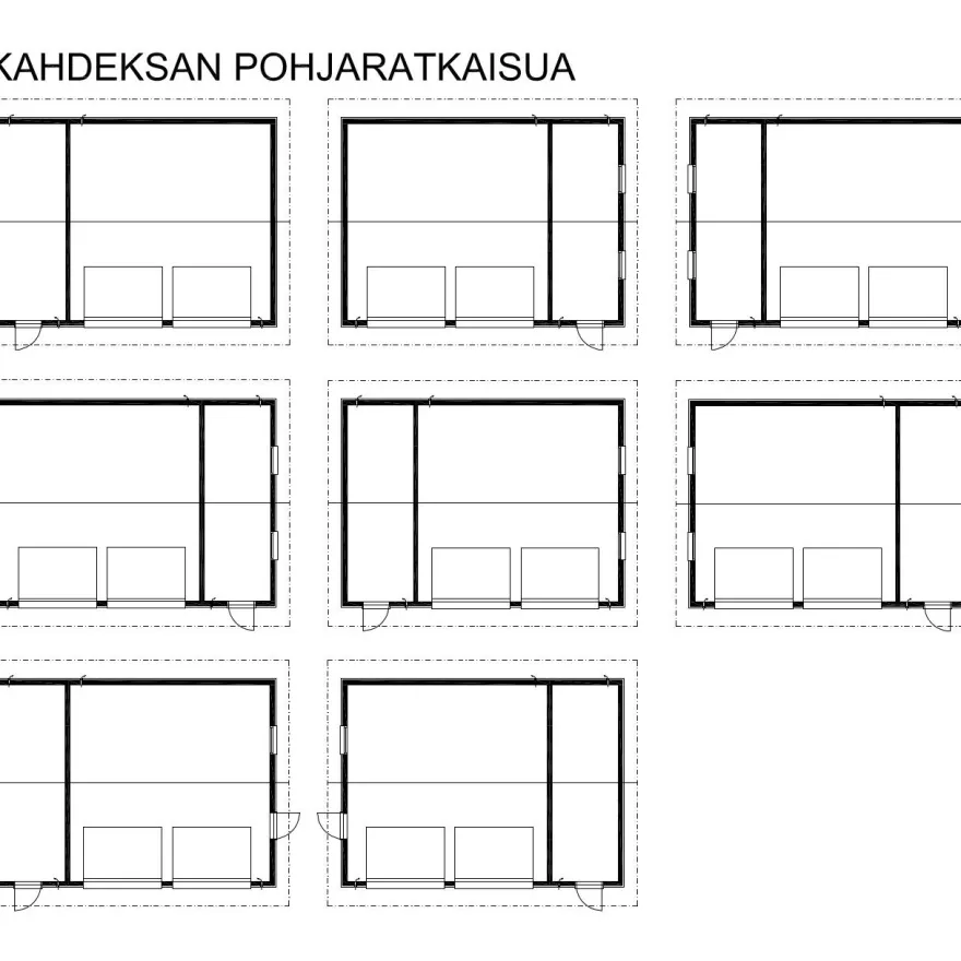 Autotallin runkopaketti Aarni, kahden auton talli ja varasto, sivusta ajettava, kerrosala 61 m²