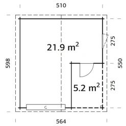 Autotalli Palmako Roger, nosto-ovella, 21,9+5,2m²