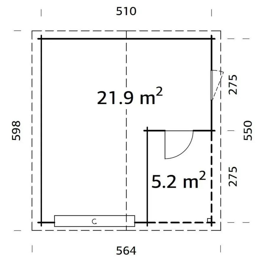 Autotalli Palmako Roger, nosto-ovella, 21,9+5,2m²