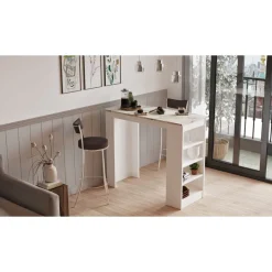 Baaripöytä Linento Furniture ST1 White, marmorikuosi, valkoinen/beige marmori