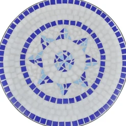 Bistropöytä 60 cm, sininen ja valkoinen mosaiikki