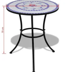 Bistropöytä 60 cm, sininen ja valkoinen mosaiikki