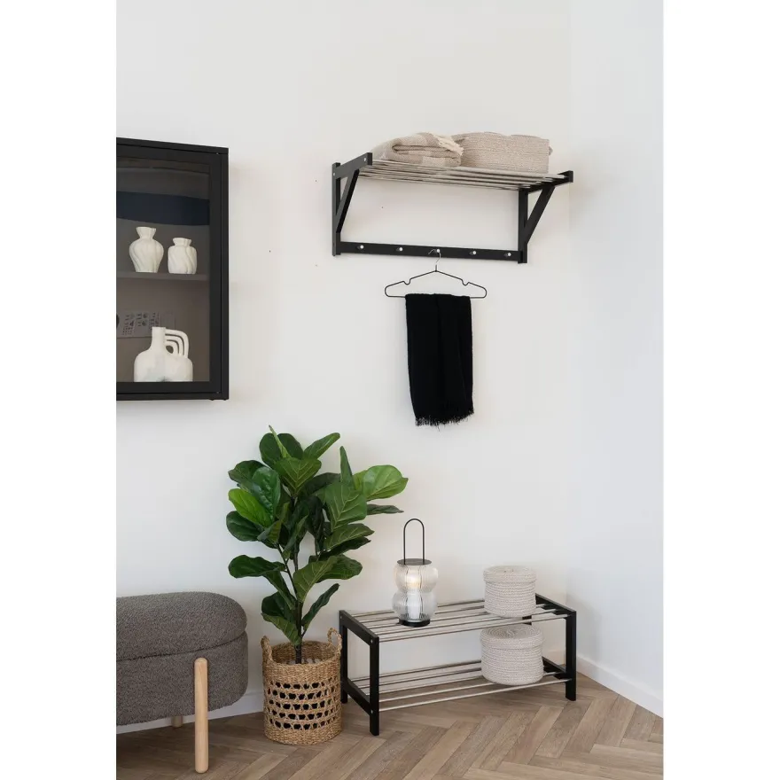 Hattuhylly ja naulakko House Nordic Padova, 78x32 cm, musta