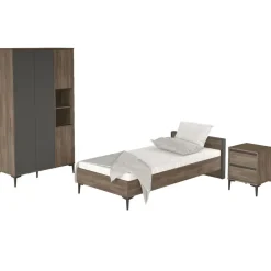 Huonekalusetti lastenhuoneeseen Linento Furniture AR16-CA ruskea/antrasiitti