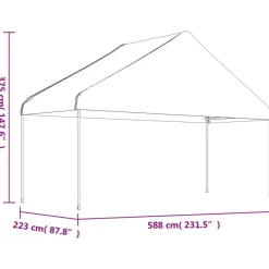 Huvimaja katolla valkoinen 17,84x5,88x3,75 m polyeteeni