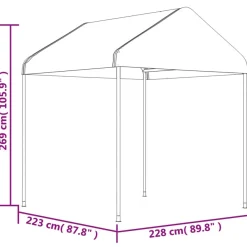 Huvimaja katolla valkoinen 20,07x2,28x2,69 m polyeteeni