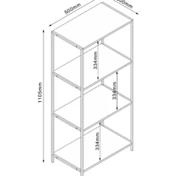 Hylly Home4You HARPER 50x30xK110,5 cm, saarni/musta