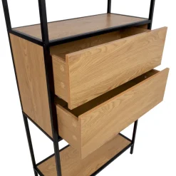 Hylly Home4You Hedvig, 64x30x178cm, laatikolla, saarni/musta