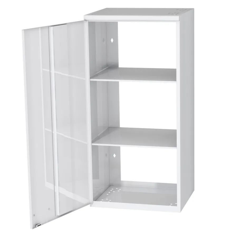 Hyllykaappi Polaria 400x850x350 mm, yläkaappi vasenkätinen, 2 hyllyä, valkoinen