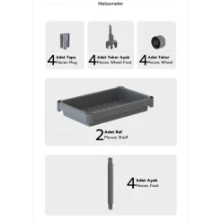 Hylly pyörillä Linento Furniture TKRLKKT-2K-2, 23x36x40cm, 2kpl, eri värejä