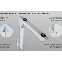Ilmalämpöpumpun seinäteline Heavy Duty, 120+120kg, 680x400mm, kivijalkaan