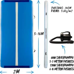 Ilmavolttipatja Airtrack Nordic Deluxe Wide, sininen, eri kokoja