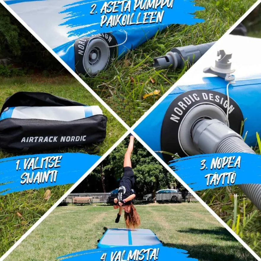 Ilmavolttipatja Airtrack Nordic Deluxe Wide, sininen, eri kokoja