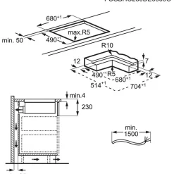 Induktioliesitaso liesituulettimella AEG GCH74B01CB, 70cm, musta