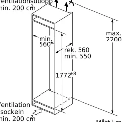 Jääkaappi ja pakastin Siemens iQ300 KI81RVFE0 GI81NVEE0, 109.9cm, 310/212 l, integroitava