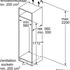 Jääkaappi ja pakastin Siemens iQ300 KI81RVFE0 GI81NVEE0, 109.9cm, 310/212 l, integroitava