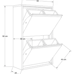 Jätteiden lajittelukaappi Linento Furniture Forto 4, 62x92cm