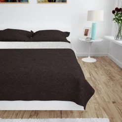 Kaksipuolinen tikattu päiväpeite 170x210 cm kerma ja ruskea