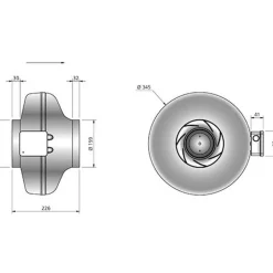 Kanavapuhallin Östberg CK 160 C, IV-kanavan halkaisija 160 mm