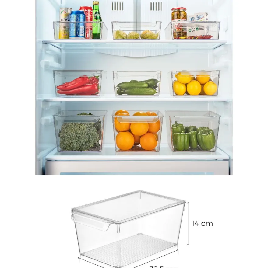 Kannellinen säilytysastia (3 osaa) Linento Peach, kirkas