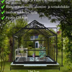 Kasvihuone Lykke, 8,2 m², muovi, musta