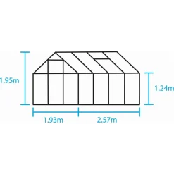 Kasvihuone 5,0m² Halls, lasilla, vihreällä rungolla