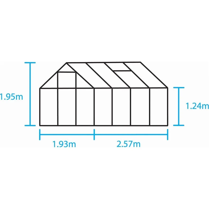 Kasvihuone 5,0m² Halls, lasilla, vihreällä rungolla