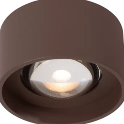 Kattospotti Lucide Lenz, Ø11cm, IP54, 8W, ruskea
