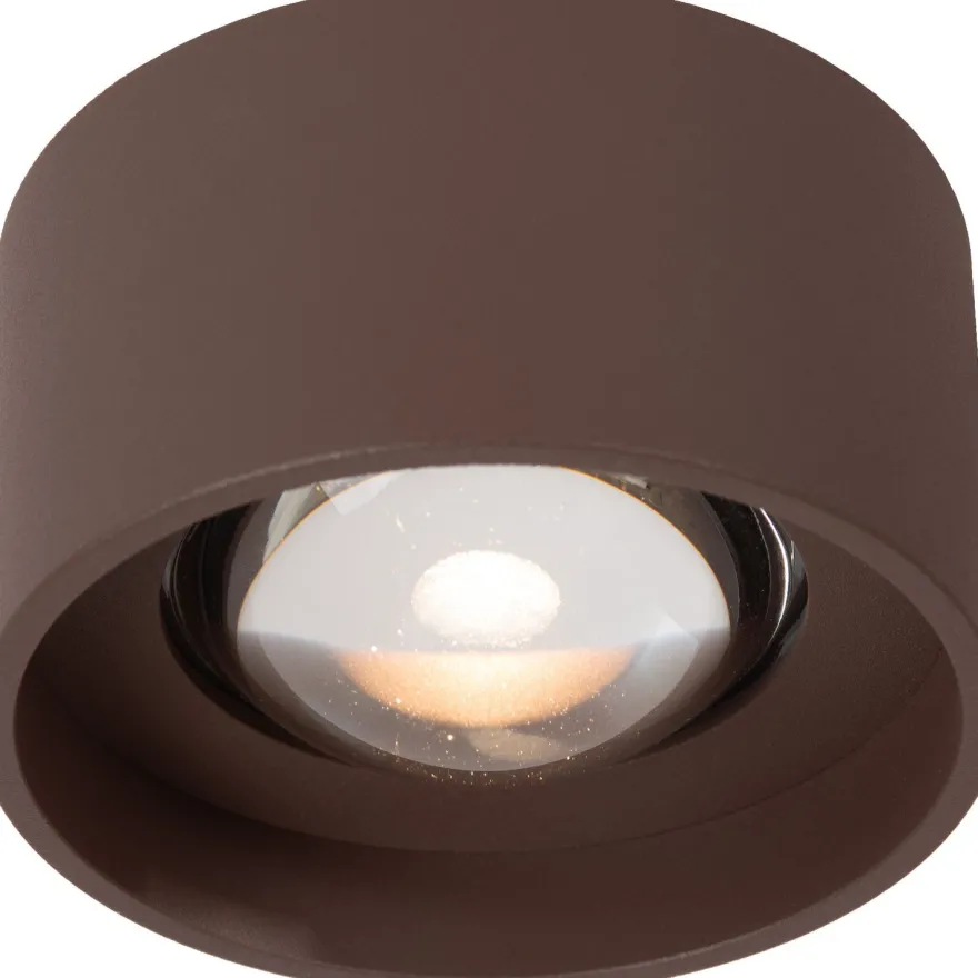 Kattospotti Lucide Lenz, Ø11cm, IP54, 8W, ruskea