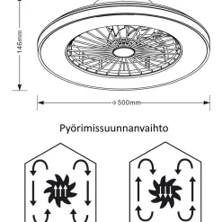 Kattotuuletinvalaisin FocusLight Panama Ø50cm, CCT