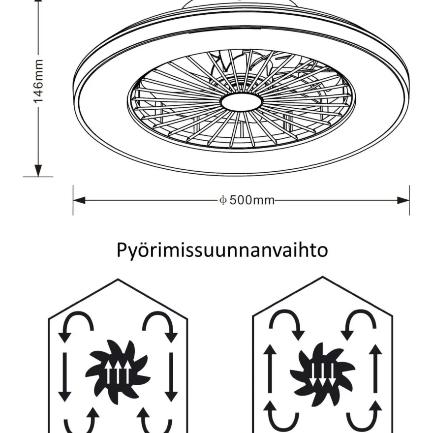 Kattotuuletinvalaisin FocusLight Panama Ø50cm, CCT