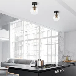 Kattovalaisin Linento Lighting Atmaca, musta/messinki