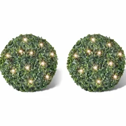 Keinolehtinen puksipuu pallo 35cm 2:lla aurinkovoima led