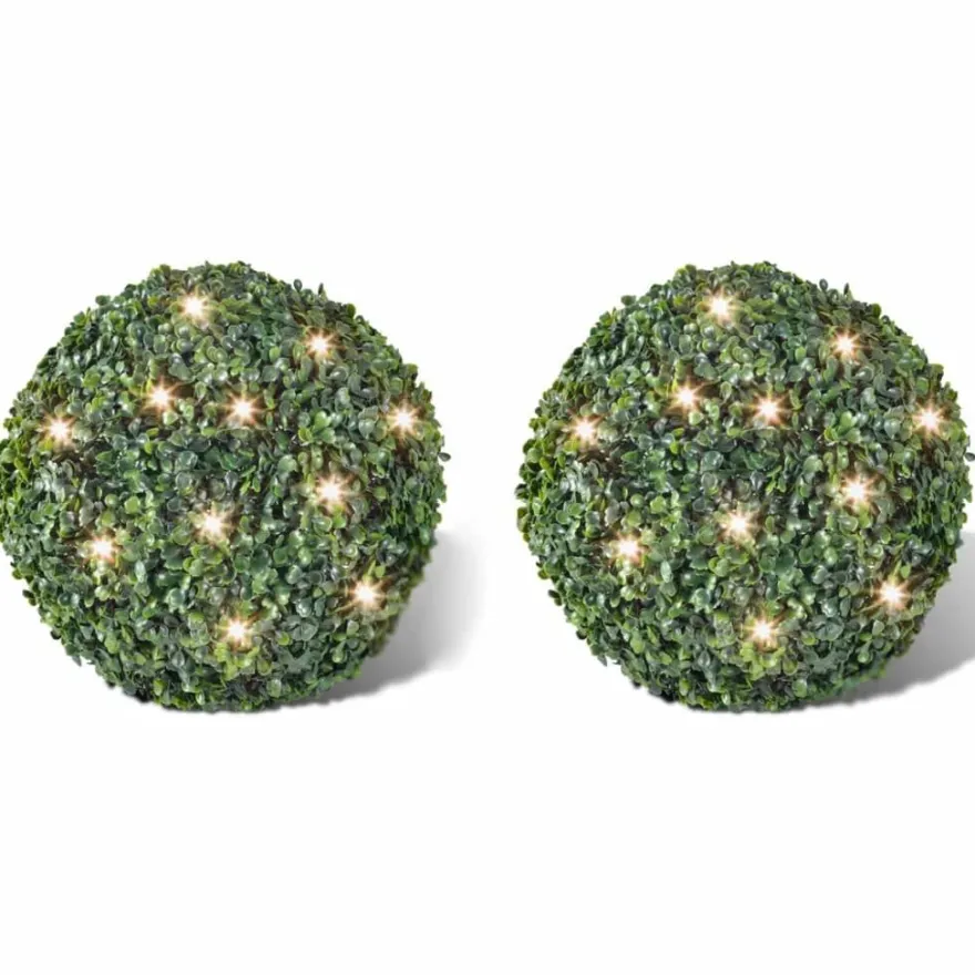 Keinolehtinen puksipuu pallo 35cm 2:lla aurinkovoima led