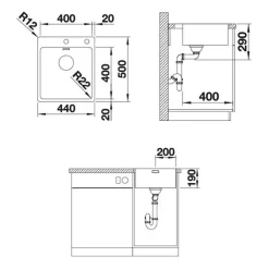 Keittiöallas Blanco Andano 400-IFA, 440x500mm, rst, hanalipalla
