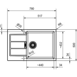 Keittiöallas Franke Sirius S2D 611-78 XL, 890x525mm, komposiitti, musta