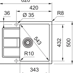 Keittiöallas Franke Sirius S2D 611-62, 620x500mm, Tectonite, musta