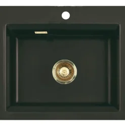 Keittiöallas Lavabo Kara 57, 575x510mm, keramiikka, mattamusta, eri pohjaventtiilin värejä