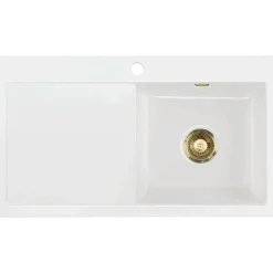 Keittiöallas Lavabo Mera 90, 900x510mm, oikea, keramiikka, valkoinen/messinki