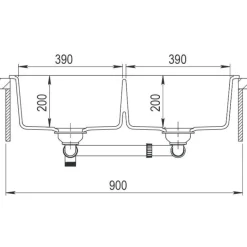 Keittiöallas Lavabo Saturn 86, 860x510mm, komposiitti, musta, eri pohjaventtiilin värejä